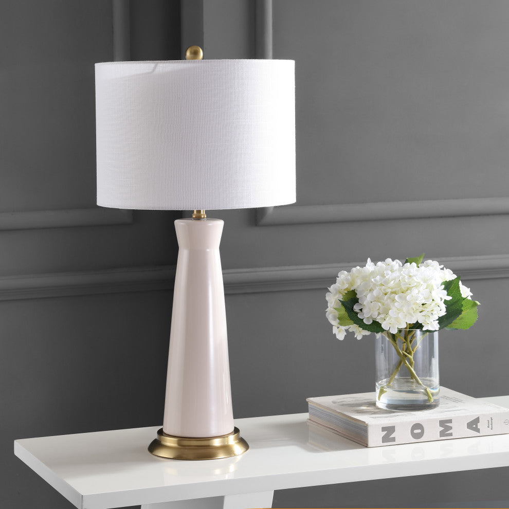 Hartley 29" Ceramic Column LED Table Lamp, Dusty Rose
