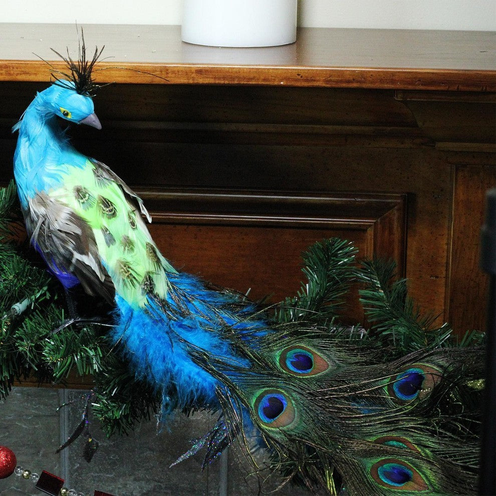 23.5" Regal Peacock With Tail Feathers Christmas Decoration