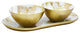 White and Gold Marbleized 2-bowl Relish Dish