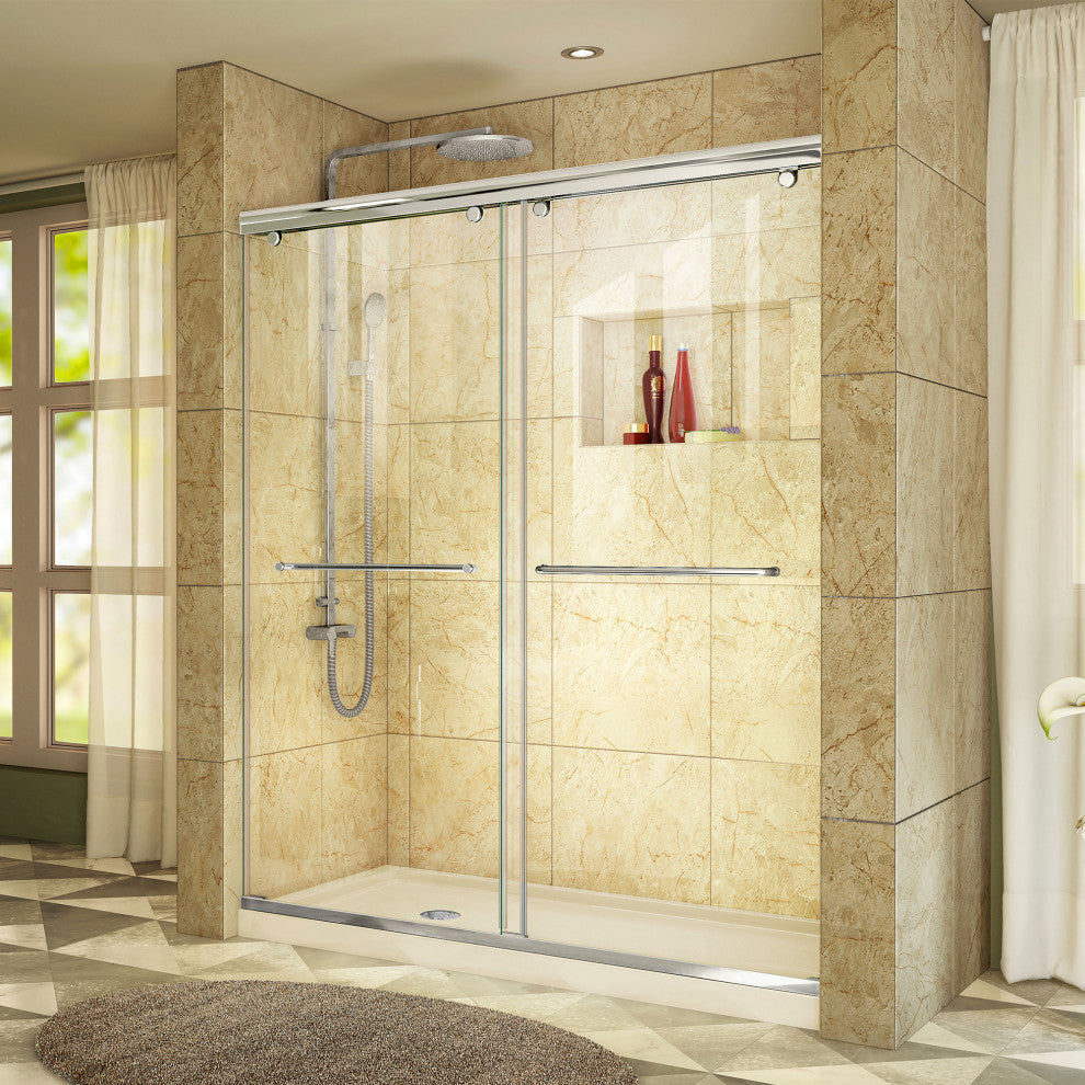DreamLine Charisma 34x60x78 3/4 Bypass Shower Door Chrome, LD Biscuit Base