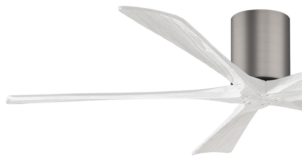Irene-5H Flush Mounted Ceiling Fan, Brushed Pewter, Matte White Blades, 60"