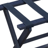 HomeRoots Earth Friendly Navy Blue Folding Luggage Rack With Navy Straps