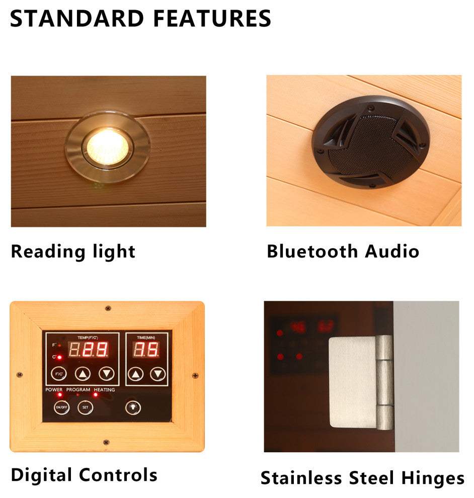 Extendable Indoor FAR Infrared Heating Sauna Bluetooth, White, 1-Person