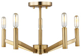 Vector 5-Light Semi-Flush Mount, Satin Brass