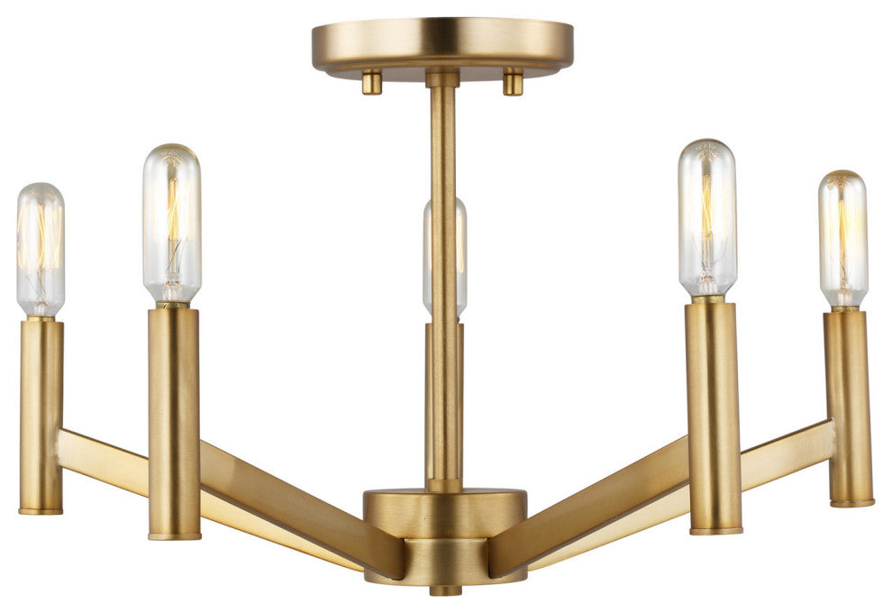 Vector 5-Light Semi-Flush Mount, Satin Brass