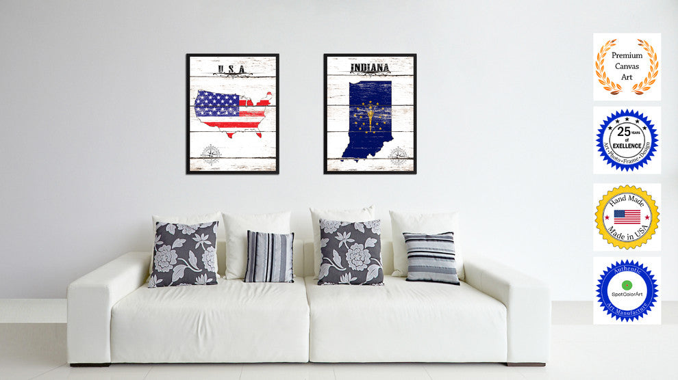 Indiana State Flag Canvas, 28"x37"