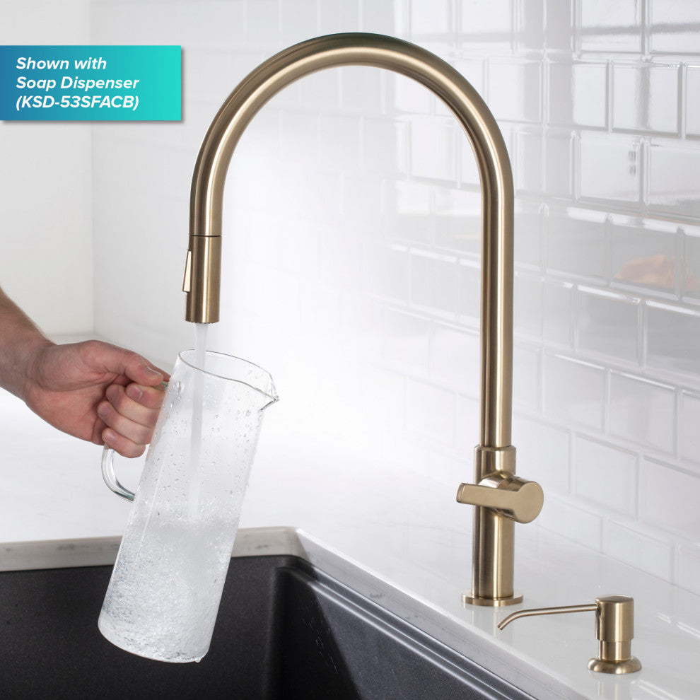 Oletto Pull-Down 1-Hole Kitchen Faucet, Spot Free Antique Champagne Bronze