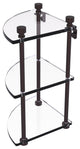 Foxtrot Three Tier Corner Glass Shelf, Antique Bronze