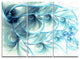 "Light Blue Fractal Flower Soft Pattern" Metal Wall Art, 3 Panels, 36"x28"
