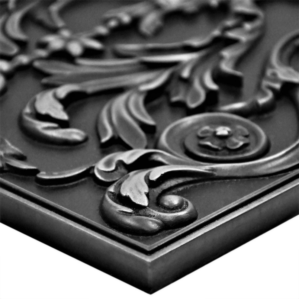 Viola Wrought Iron Matte Finish 12"x 18" Hand Made Metal Mural Tile