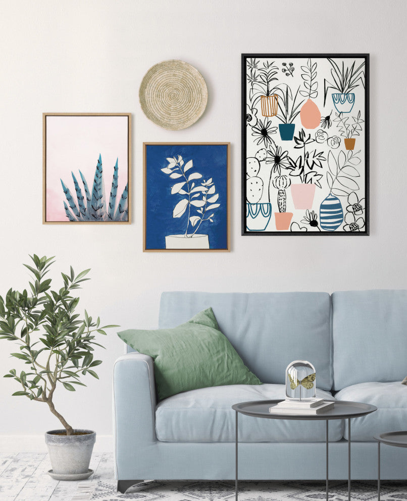 Sylvie Plant Kingdom  Framed Canvas by Teju Reval, Black 23x33