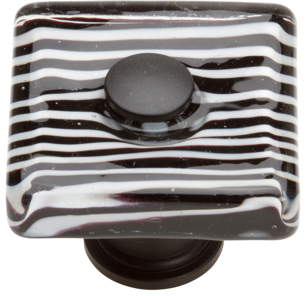Atlas Homewares Zebra Square Glass Knob, Black
