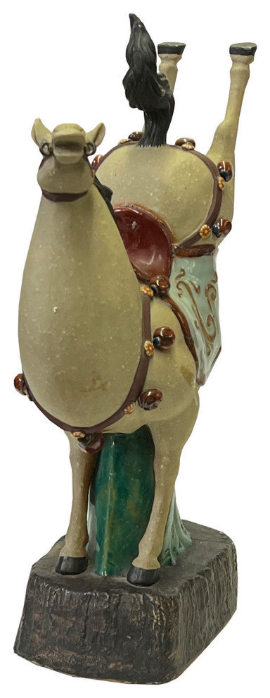Chinese Ceramic Tan Color Artistic Horse Back Legs Up Figure Hws3084A