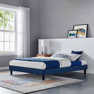 Reign Full Performance Velvet Platform Bed Frame Navy
