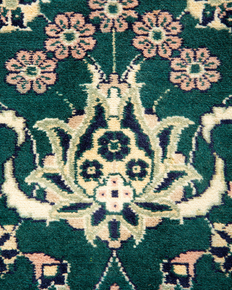 Mogul, One-of-a-Kind Handmade Area Rug Green, 2' 6 x 12' 7