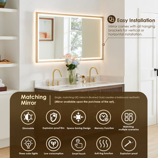 Cerrito Bathroom Vanity, Brown Brushed Oak, 60" Double, With Mirror