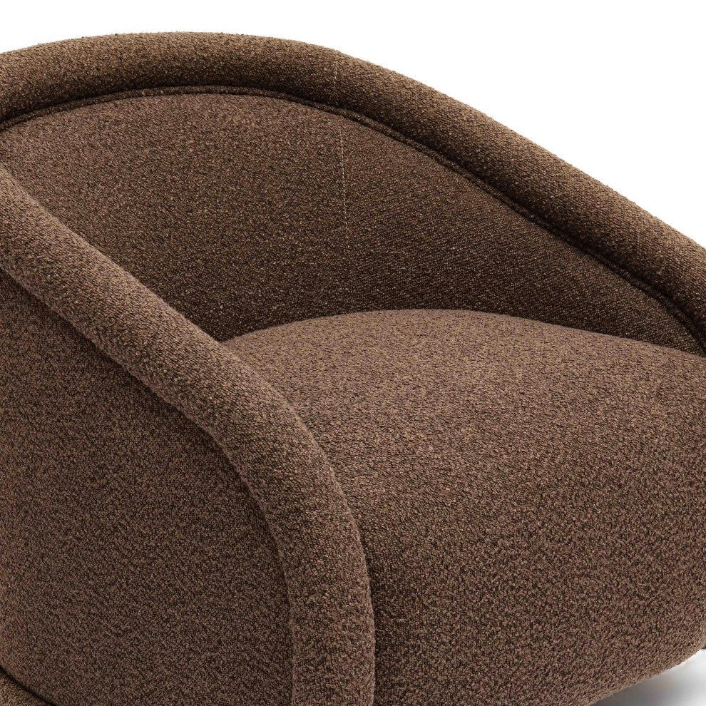 Rory Boucle Swivel Chair, Chocolate Brown