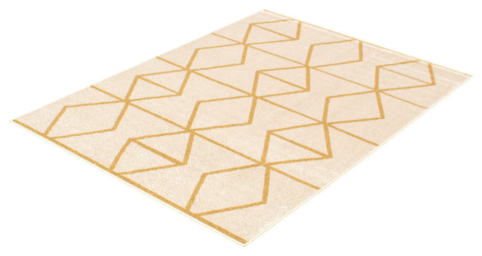 Ana eCarpetGallery Area Rug, Ivory-Gold, 3'11"x5'7"