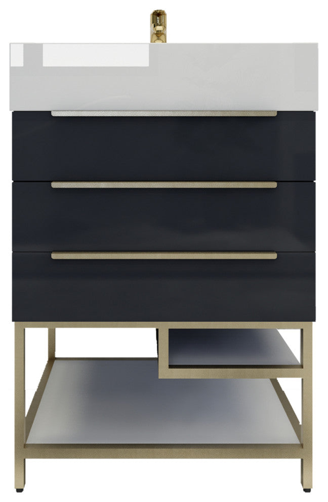 Madison 24" Freestanding Vanity with Reinforced Acrylic Sink, Dark Glossy Gray