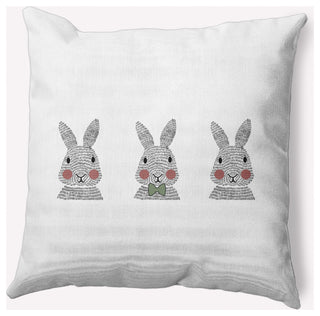 Bunny Triplets Easter Indoor/Outdoor Throw Pillow, Laurel Tree Green, 16x16"