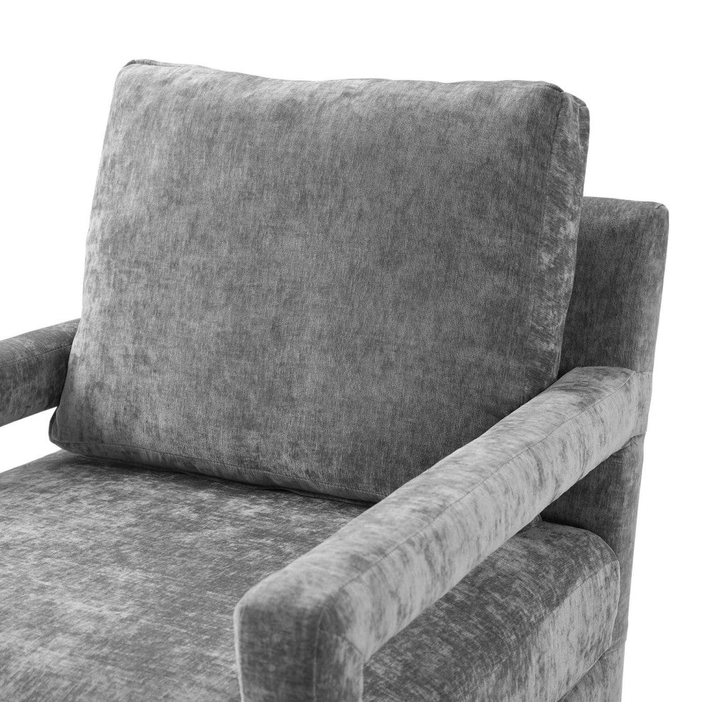 Armchair Accent Chair, Velvet, Gray, Modern, Living Lounge Hospitality