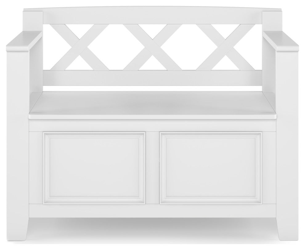 Amherst Solid Wood Small Entryway Storage Bench, White
