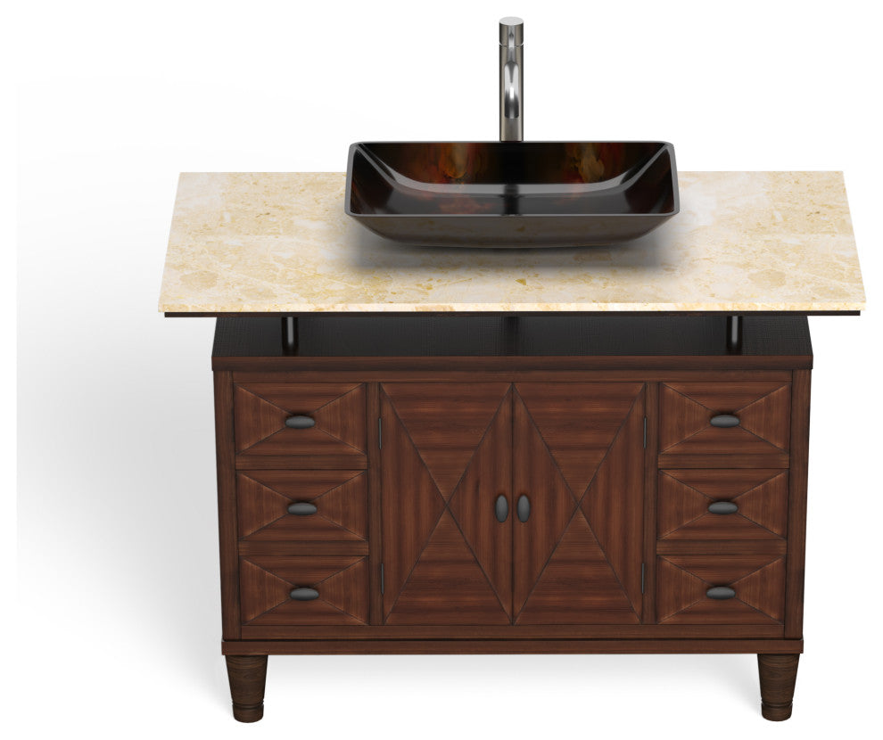 Woodard Bathroom Vanity, Single Sink, 48", Brown, Freestanding