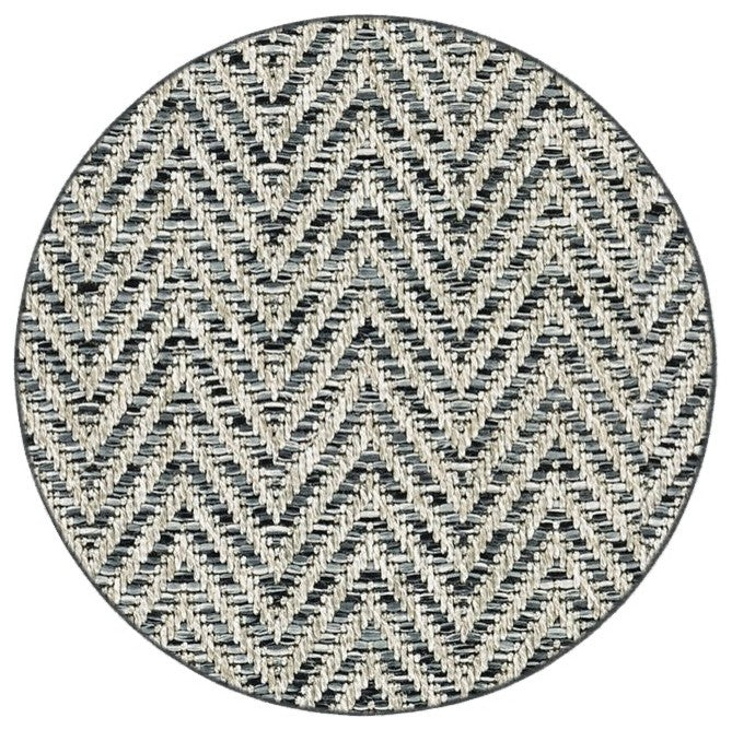Couristan Tortola Indoor/Outdoor Accent Rugs - 50+ Custom Sizes, Gun Metal, Round 3'