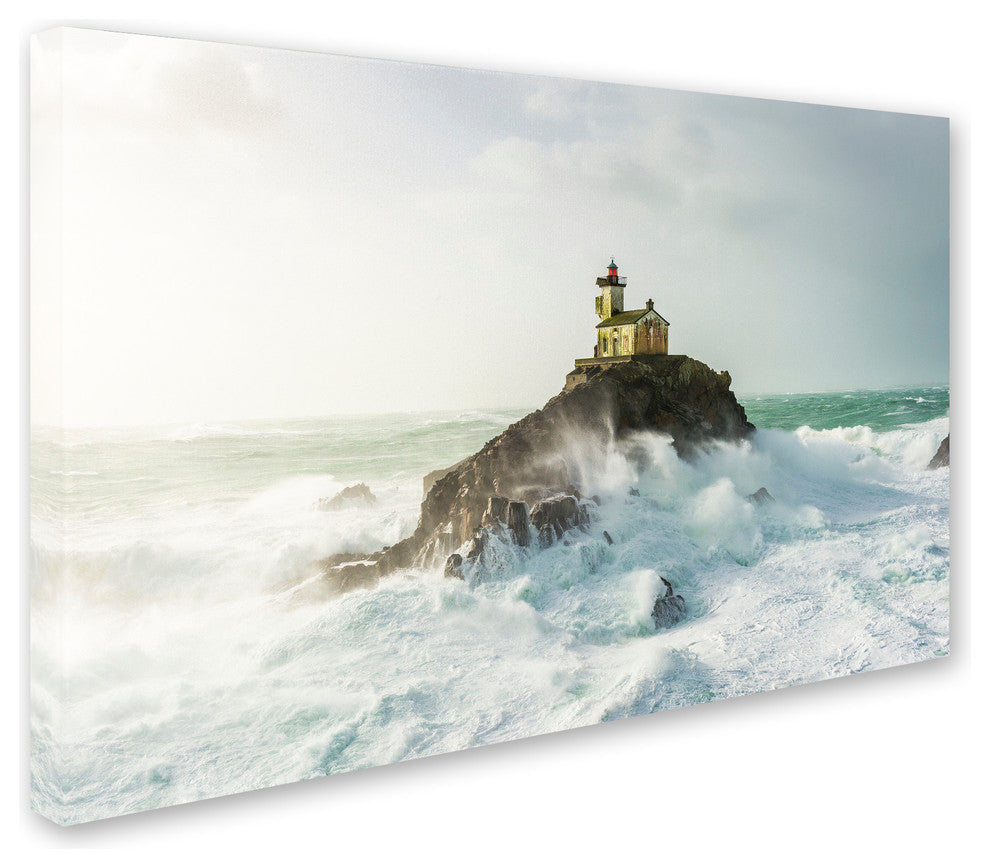 Mathieu Rivrin 'Haunted Lighthouse in the Storm' Canvas Art, 19x12