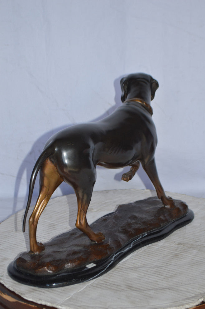 Black Labrador Bronze Statue Mounted on A Marble Size: 20"L x 8"W x 14"H.