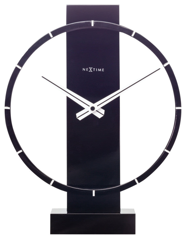 Carl Wooden Table or Wall Clock, 14x10", Black Lacquer