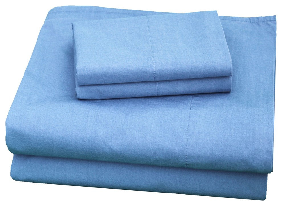 Blue Solid Sheet Set, Queen