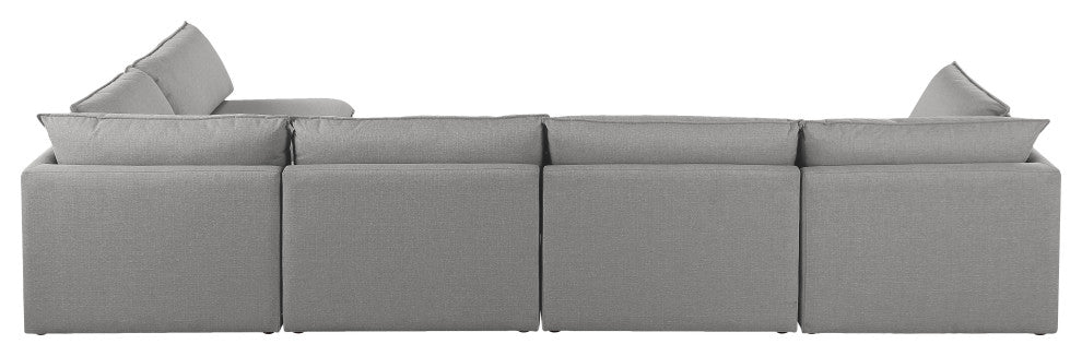 Mackenzie Linen Textured Fabric 5-Piece Modular L-Shaped Sectional, Grey