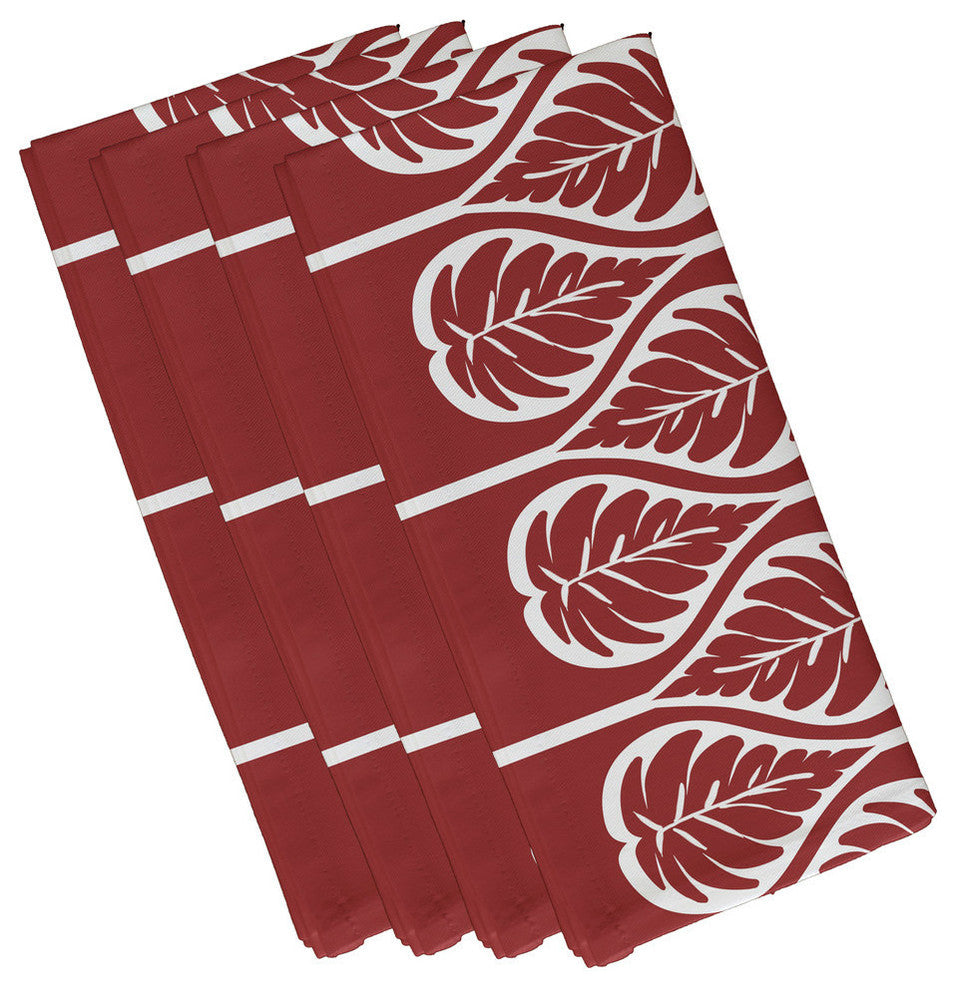 Fern 2, Floral Print Napkin, Coral, Set of 4