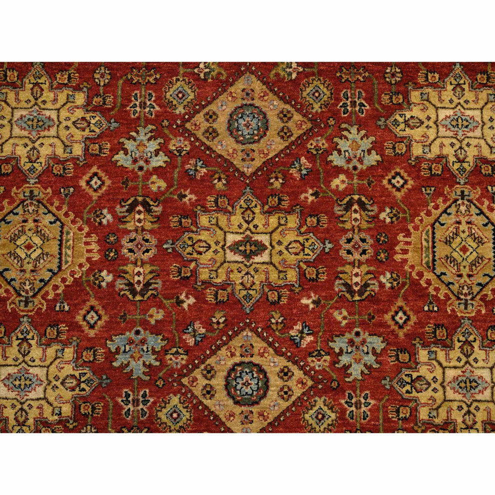 Red/Black Hand/Knotted, Karajeh Design, Organic Wool, Oriental Rug, 8'2"x10'0"