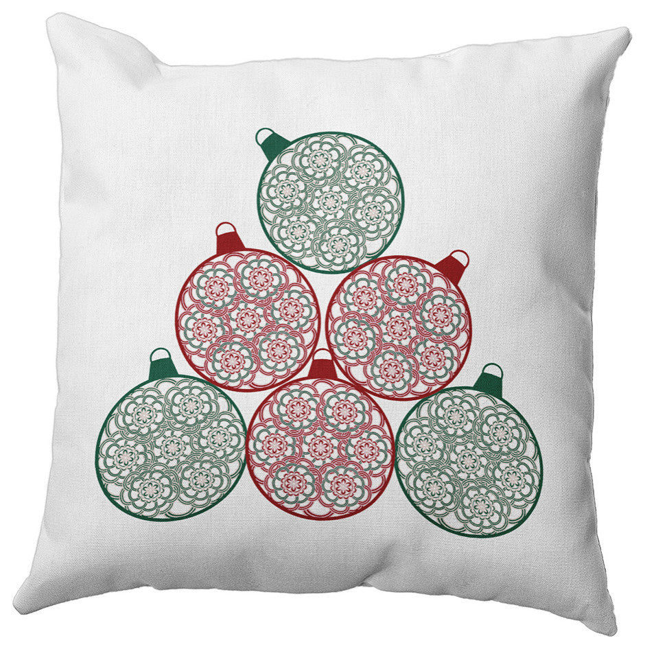 Fancy Ornament Stack Accent Pillow, Forest Green, 26"x26"