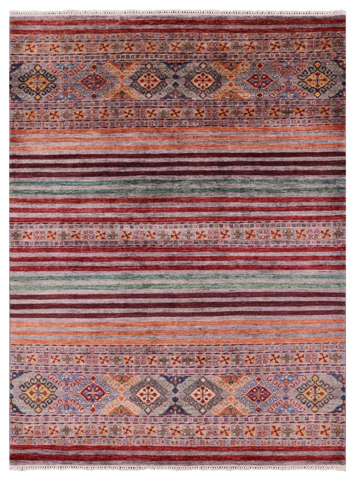 5' 11" X 8' 1" Handmade Super Kazak Khorjin Wool Rug Q11270