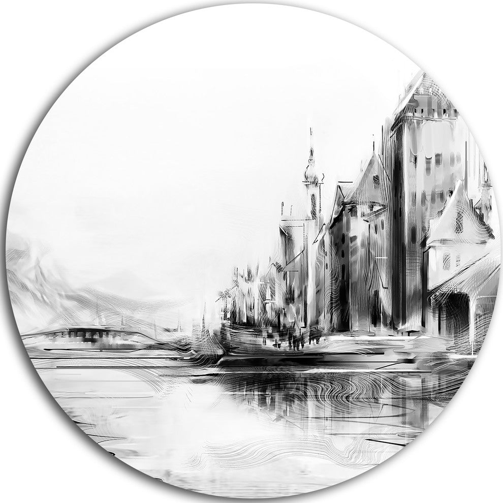 Zurich In Afternoon Sunlight, Cityscape Round Wall Art, 11"