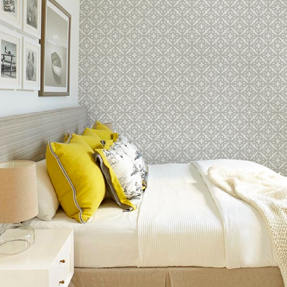 Diamond Flower Peel and Stick Vinyl Wallpaper, Gray, 24"w X 60"h