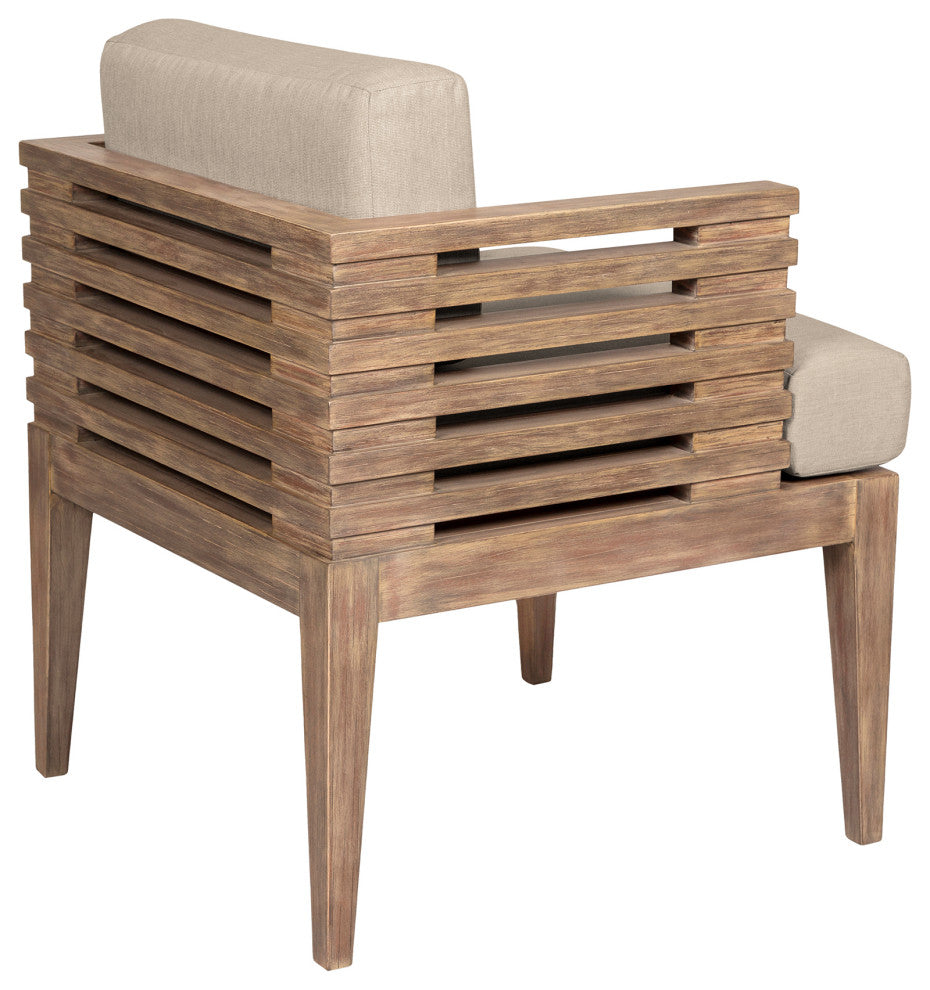 Vivid Outdoor Patio Dining Chair, Light Eucalyptus Wood Taupe Olefin Cushions