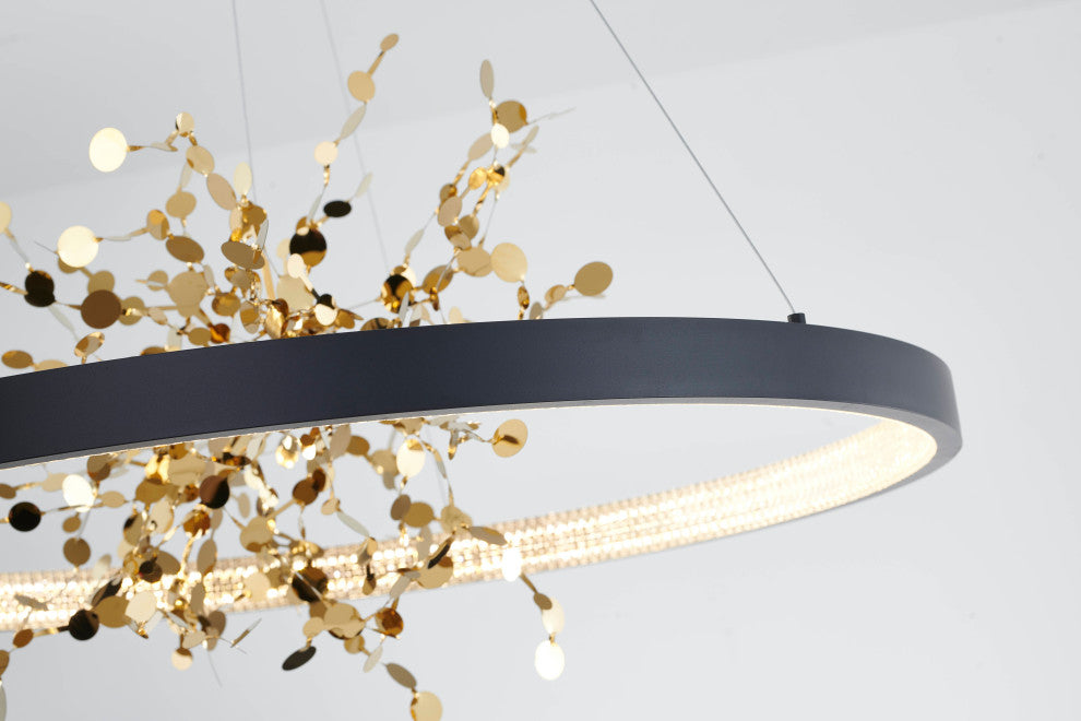 Sand Black Frame Chandelier with Gold Stainless Steel Confetti