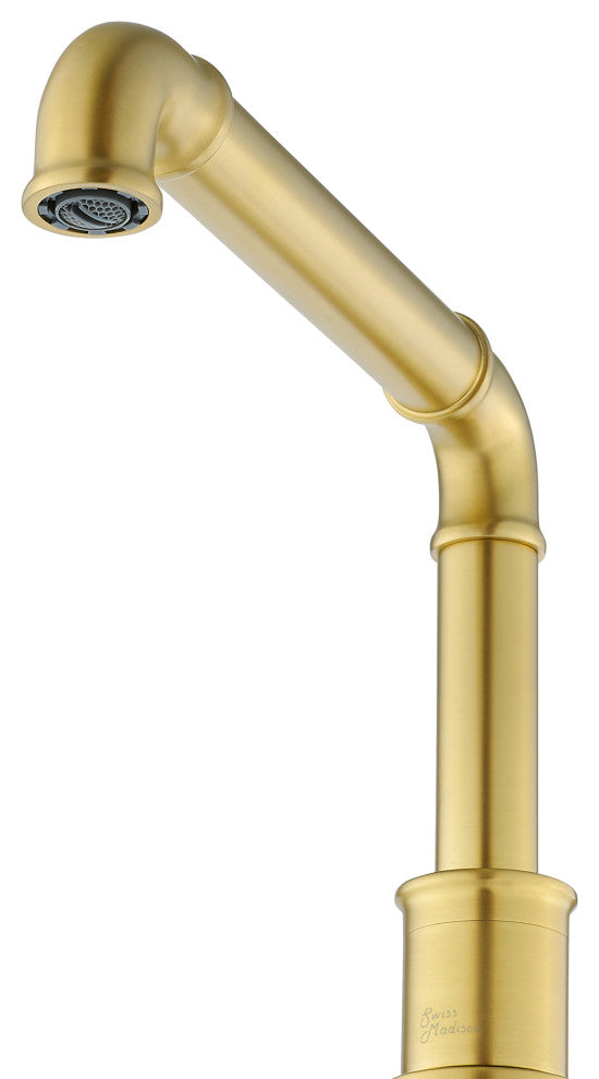 Avallon 8" Widespread, Sleek Handle, Bathroom Faucet, Brushed Gold