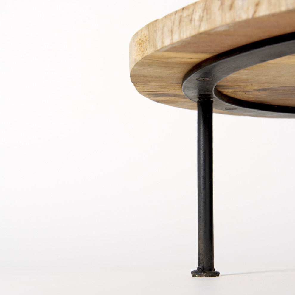 Cedric 15Lx15Wx6H Light Brown Wood With Black Metal Legs Display Stand