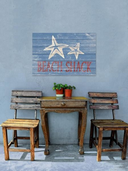 "Star Fish Shack" Painting Print on White Wood, 60"x40"