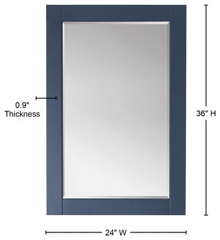 Ivy Rectangular Bathroom Wood Framed Wall Mirror, Blue, 24"