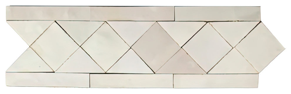Contemporary Zellige Border, 12"x3 3/4"x1/2", Off-White