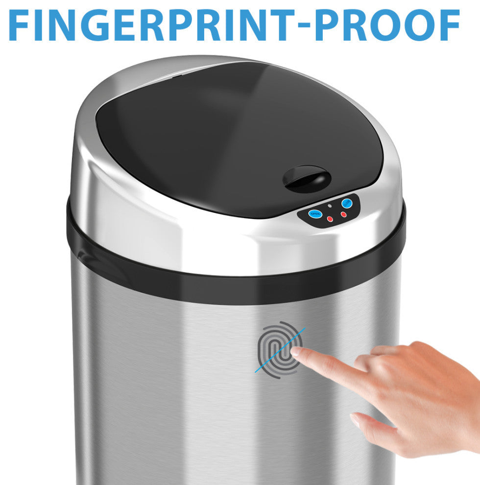 iTouchless 13 Gallon Round Sensor Trash Can with AbsorbX Odor Control System