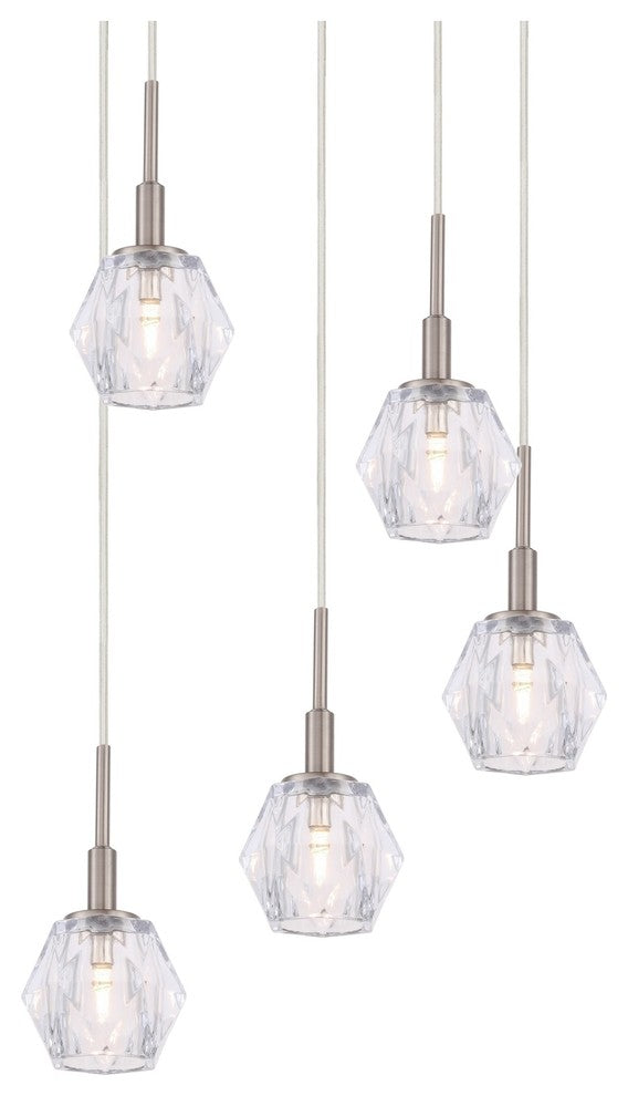 Woodbridge Lighting Jewel 5-Light Cluster Pendant, Satin Nickel