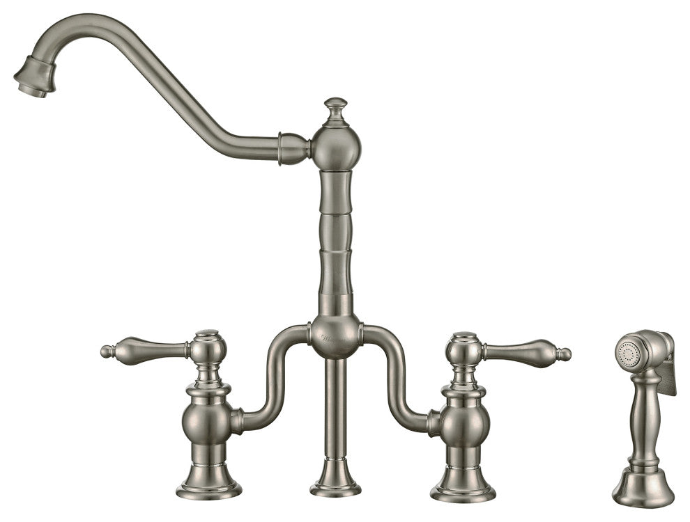 Twisthaus Plus Bridge Faucet With Long Traditional Swivel Spout, Lever Handles a