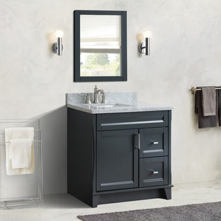 37" Single Sink Vanity, Dark Gray Finish With White Carrara Marble
